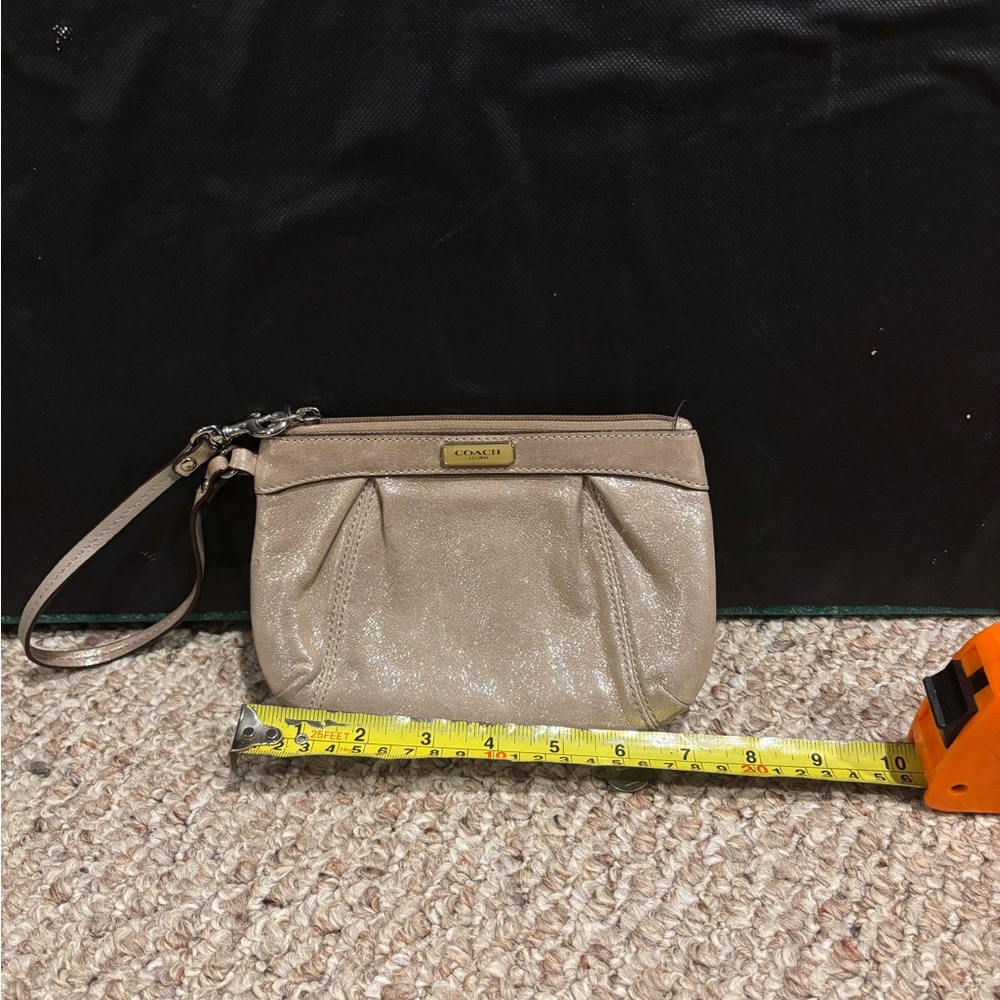 Coach Shimmering Beige Wristlet Clutch